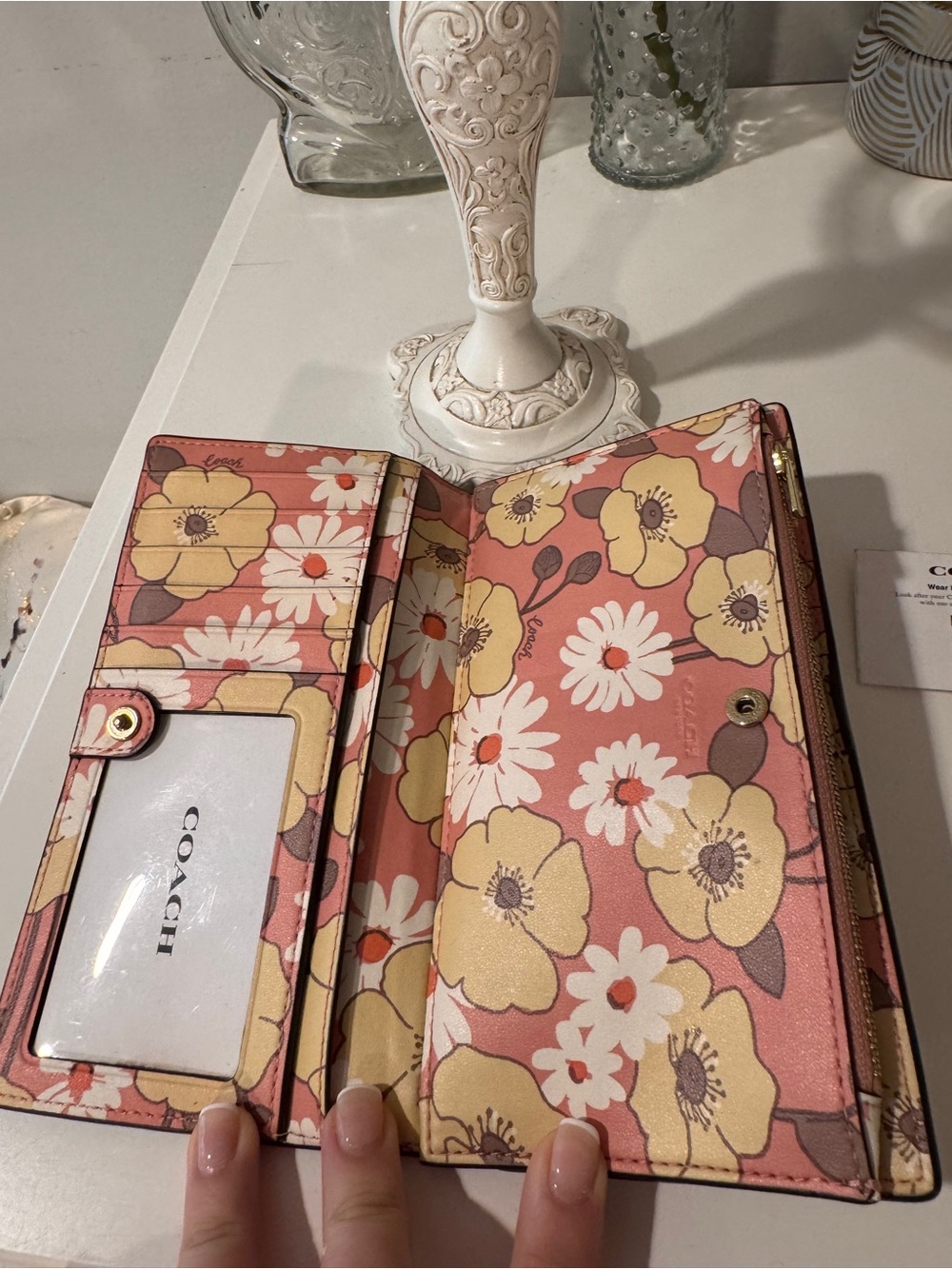 Coach Pebbled Leather Wallet in Soft Cream with Gold Logo - Picture 6 of 15